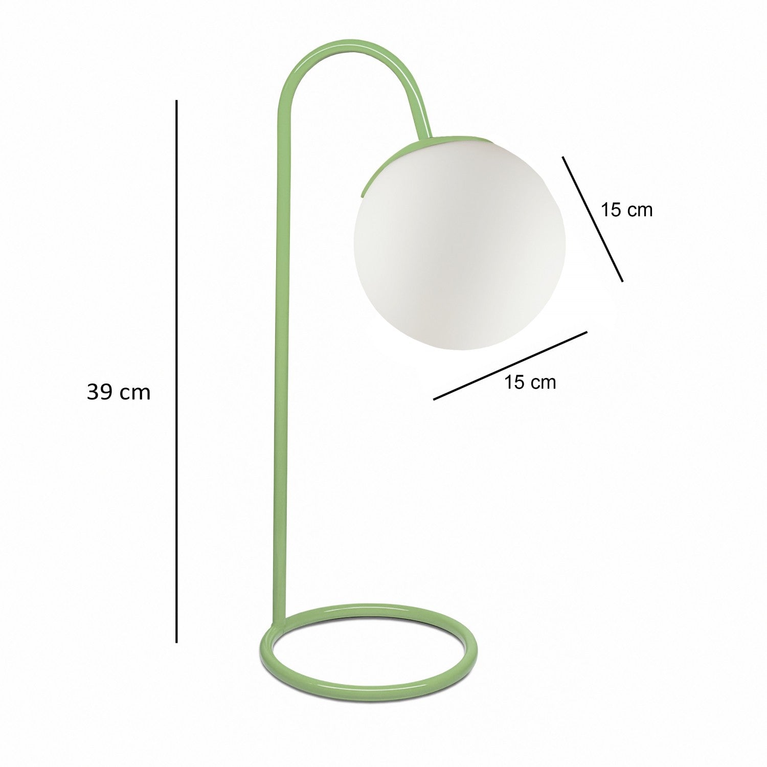 Candeeiro de Mesa – 39 cm – Menta – Metal e Vidro