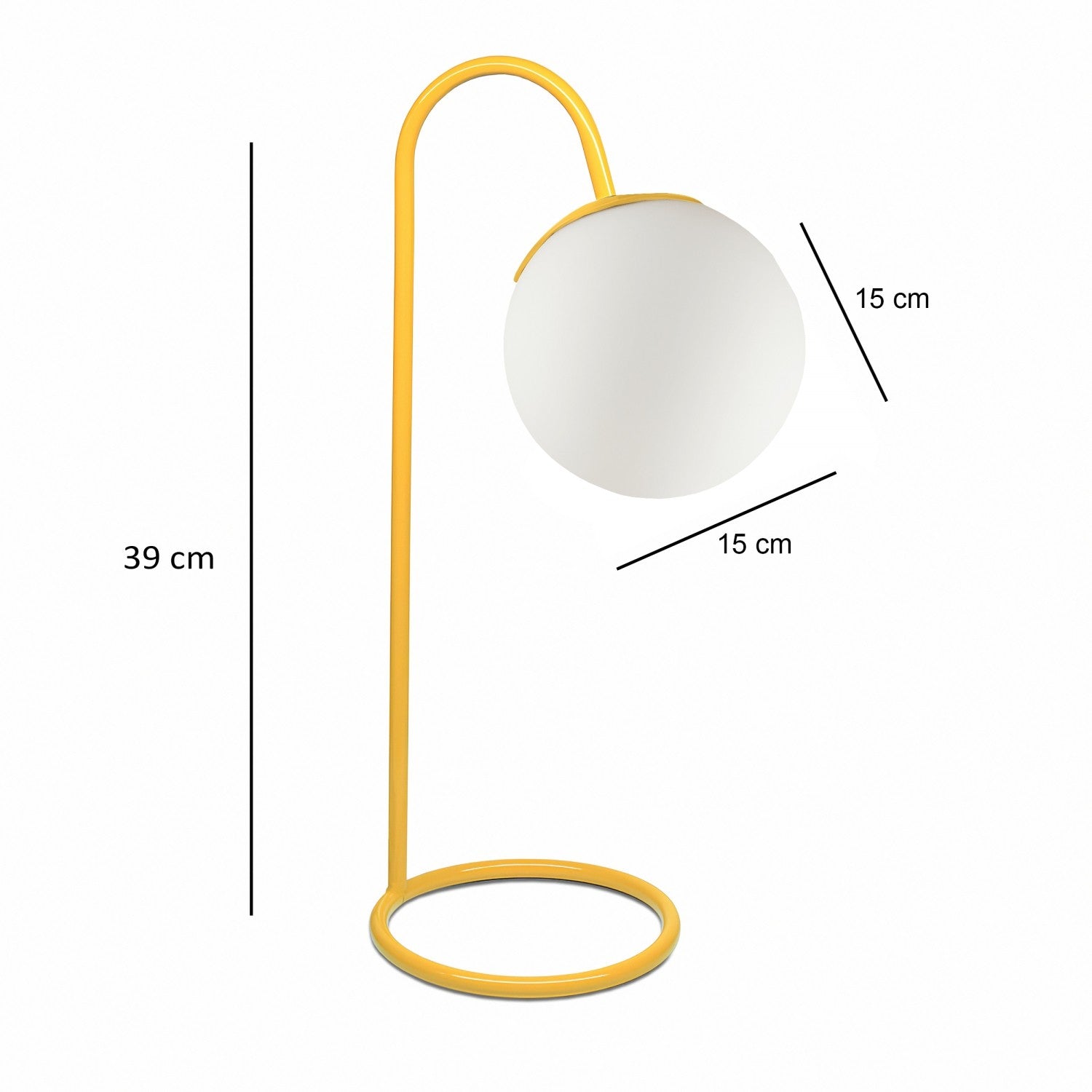 Candeeiro de Mesa – 39 cm – Amarelo – Metal e Vidro