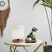 Candeeiro de Mesa – 22 cm – Creme – Madeira