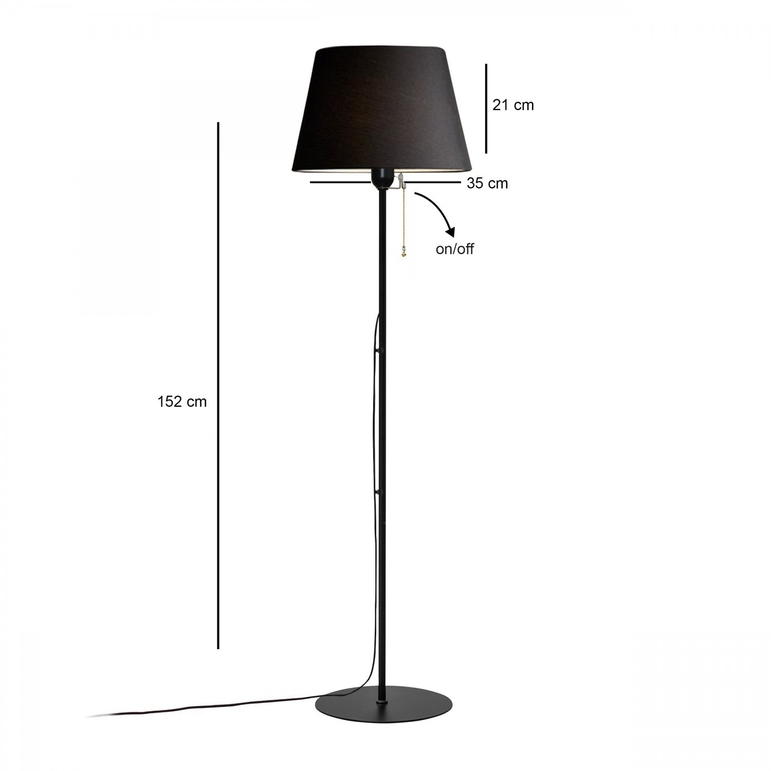 Candeeiro de Pé – 152 cm – Preto – Metal