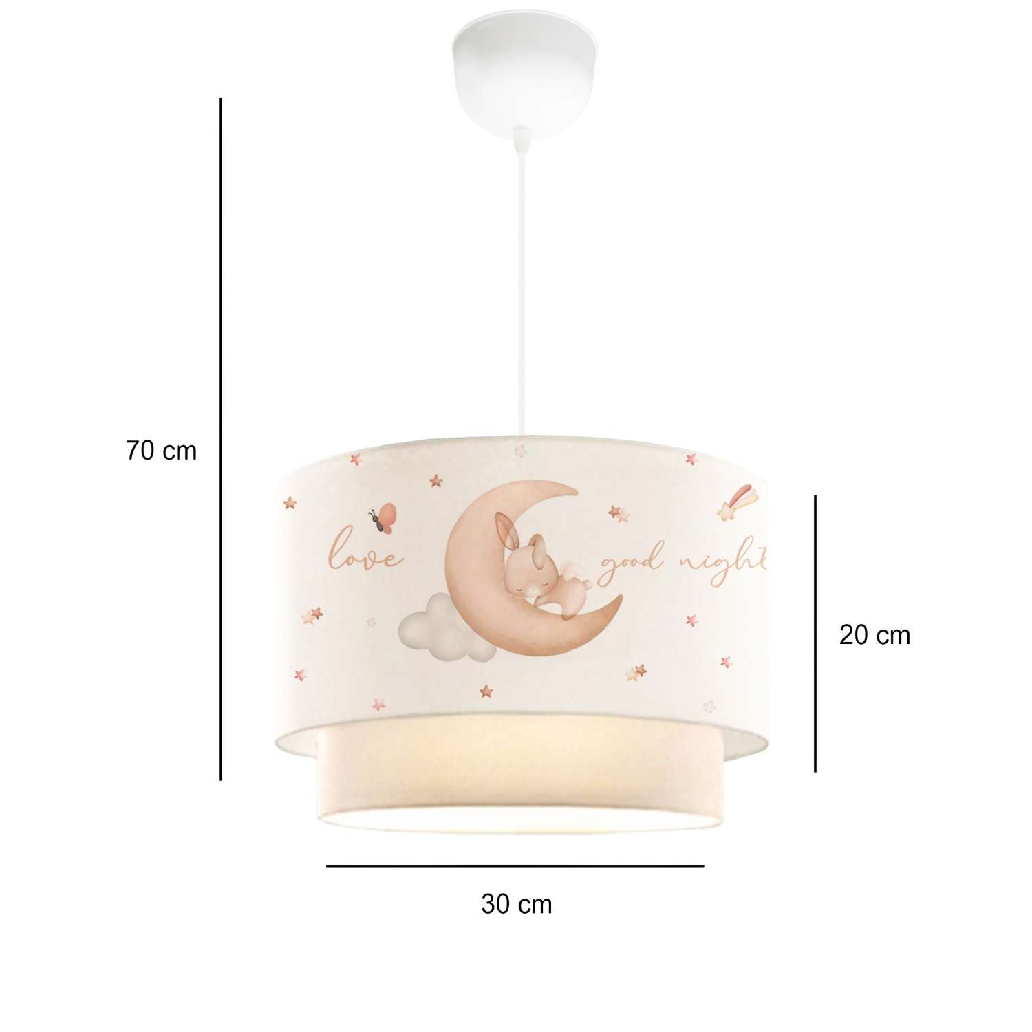 Candeeiro de Teto – 70 cm – Creme – Plástico com tampa de PVC