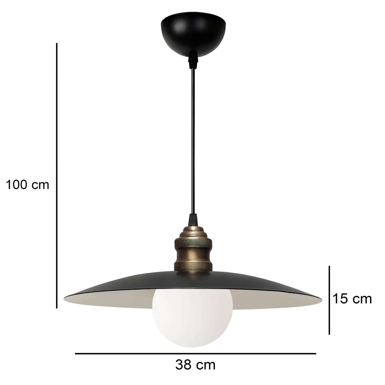 Candeeiro de Teto – 100 cm – Preto – Metal