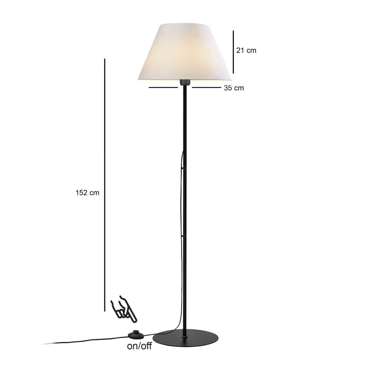 Candeeiro de Pé – 152 cm – Creme – Metálico e PVC