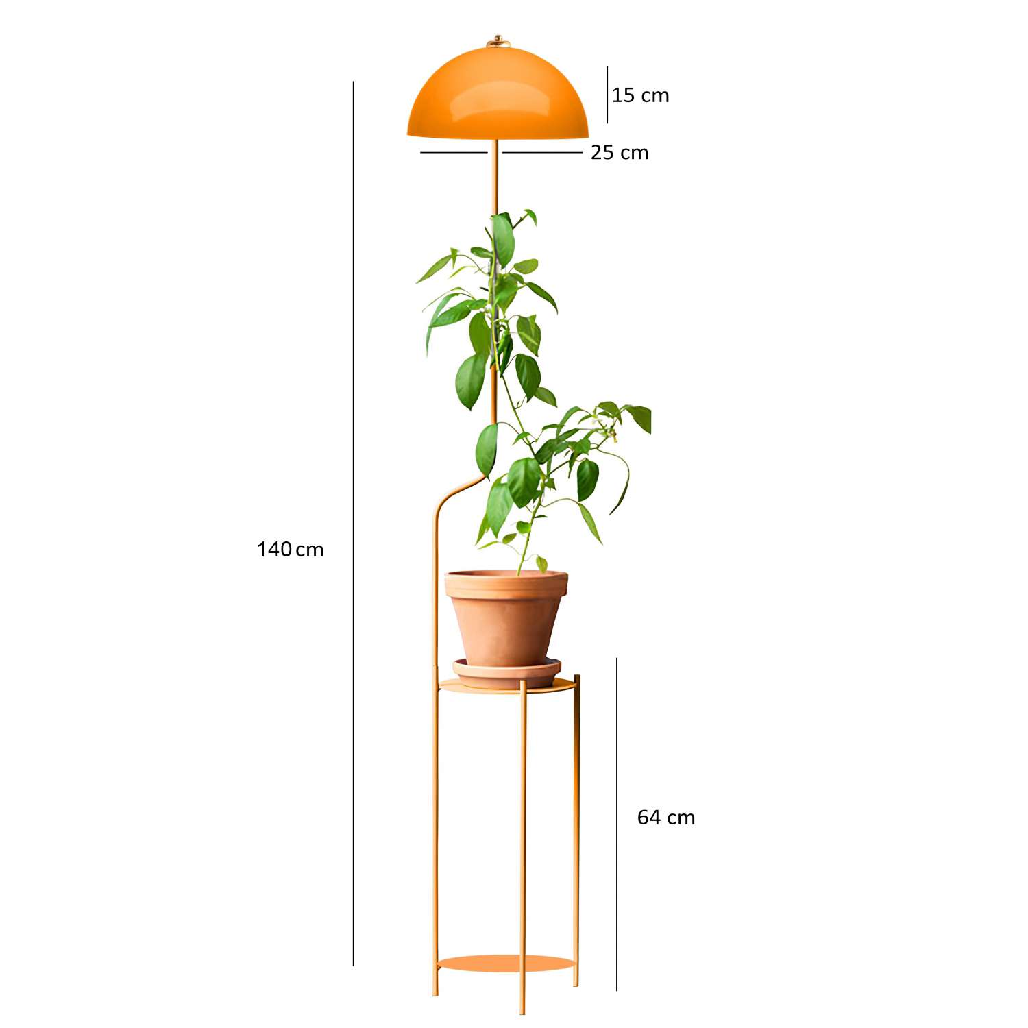 Candeeiro de Pé – 25 x 25 x 140 cm – Laranja – Metal