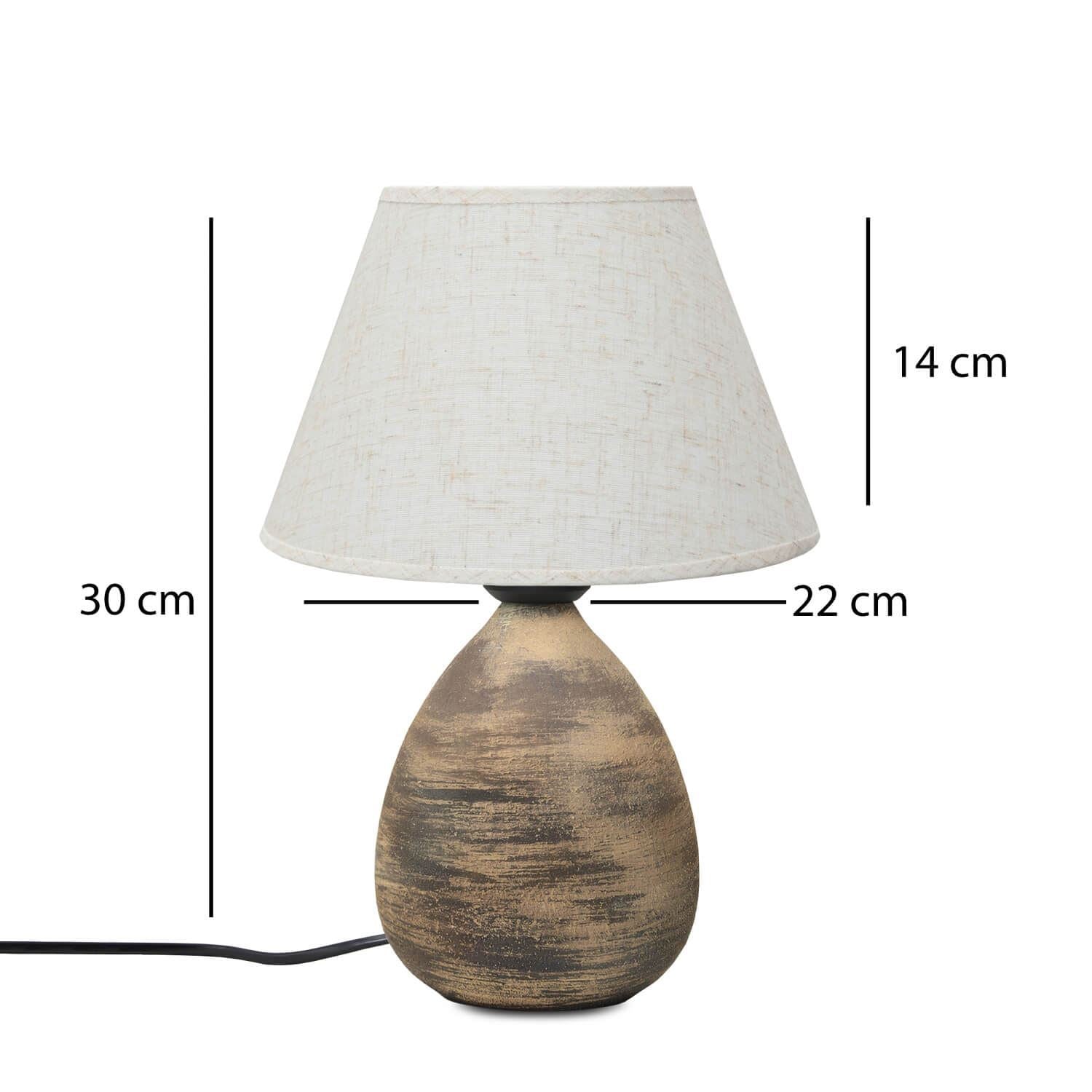 Candeeiro de Mesa – Altura Total 30 cm – Creme – Cerâmica