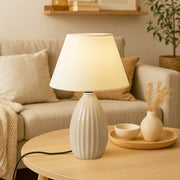 Candeeiro de Mesa - Ø22 x 14 cm - Creme - Cerâmica