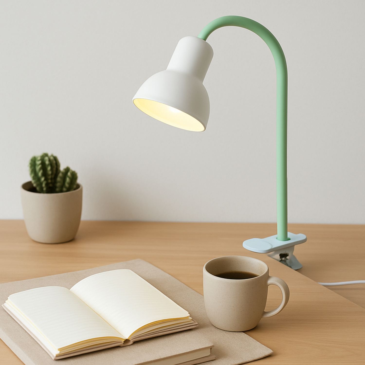 Candeeiro de Mesa – Ø9 h:11 cm – Verde-Menta – Silicone e Metal