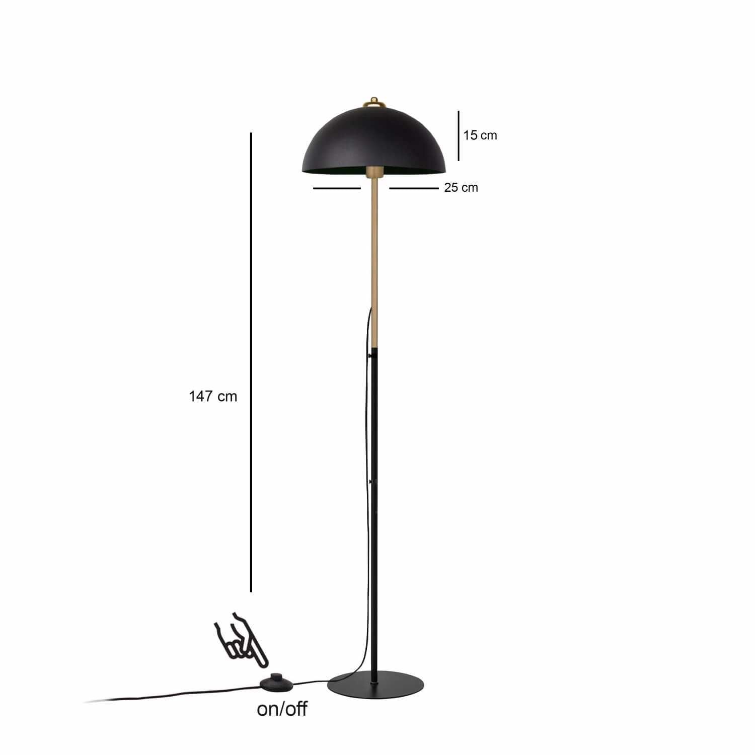 Candeeiro de Pé – 147 cm – Preto – Metal