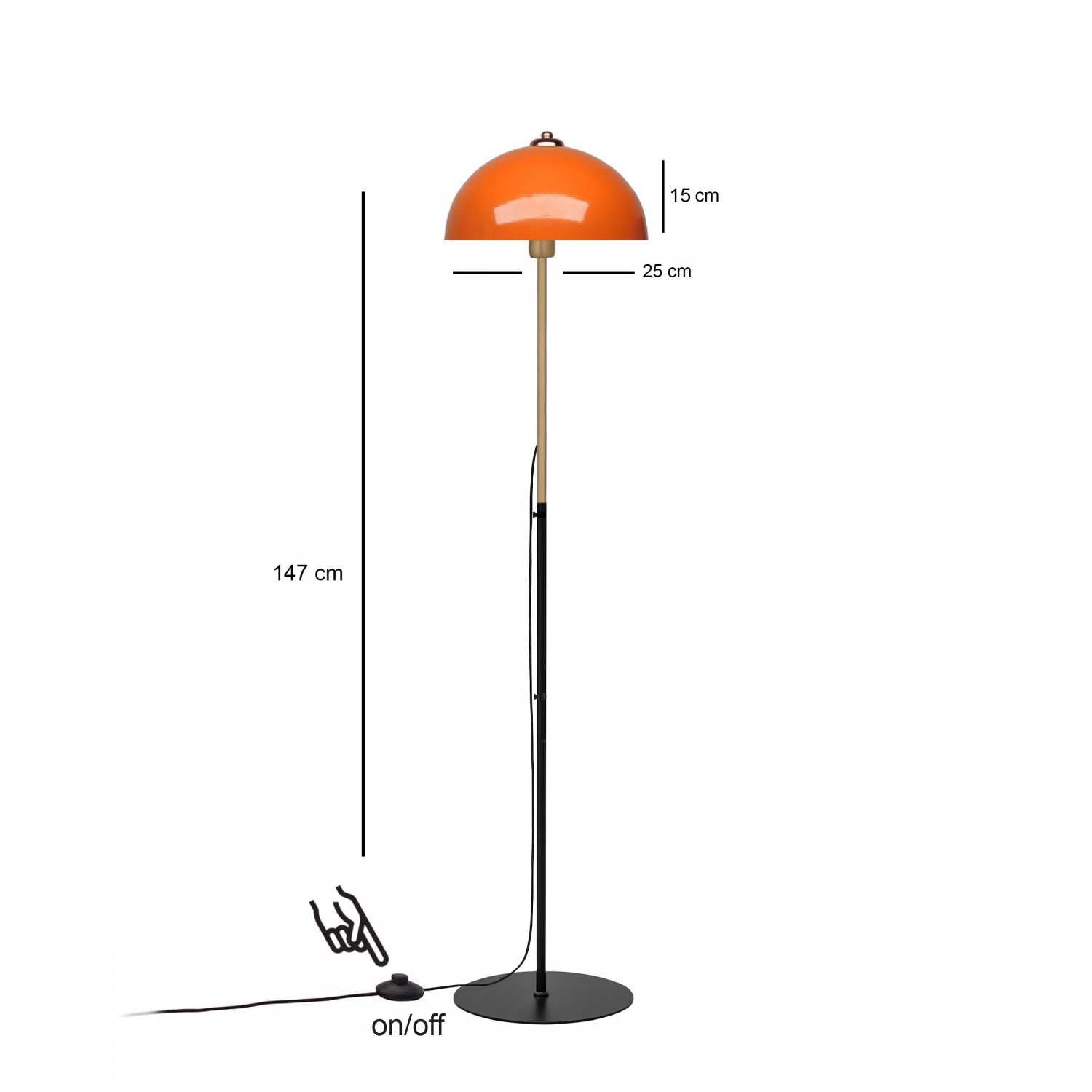 Candeeiro de Pé – 147 cm – Laranja – Metal