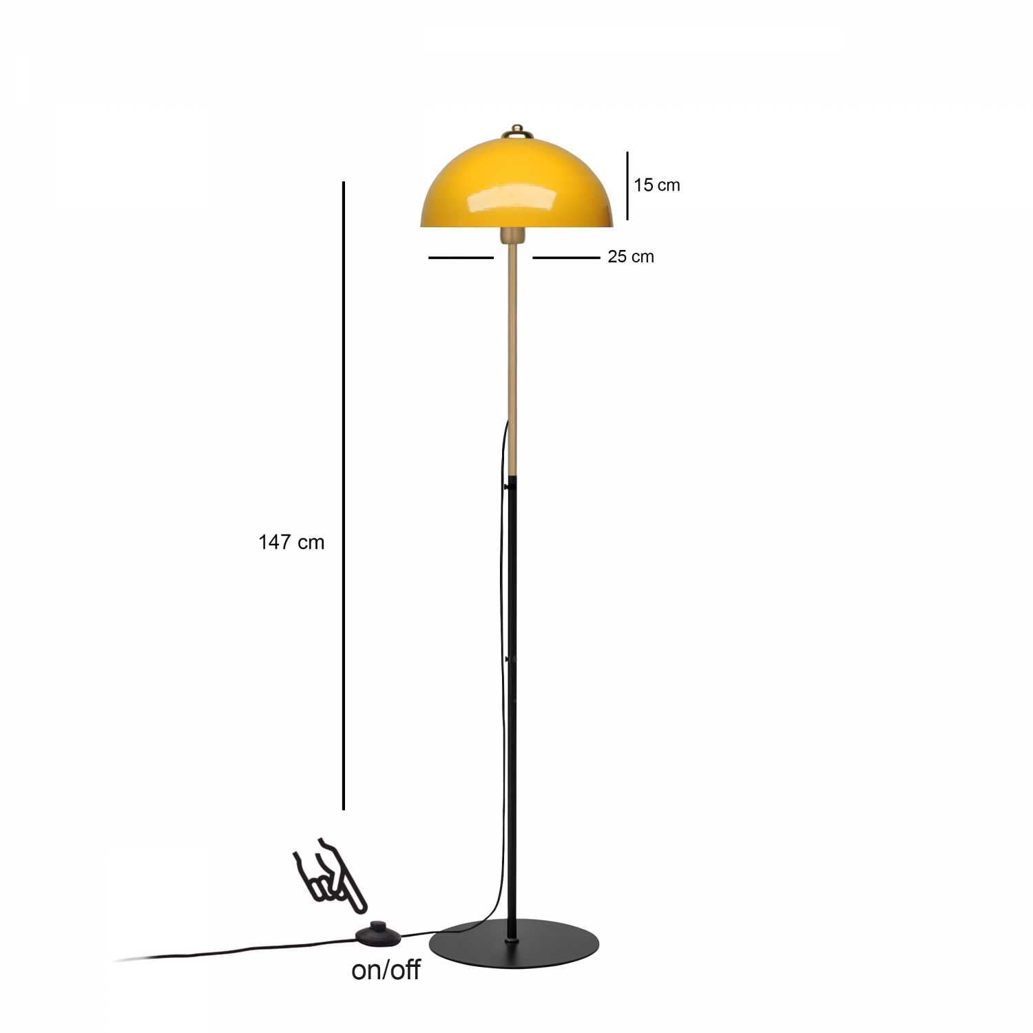 Candeeiro de Pé – 147 cm – Amarelo – Metal