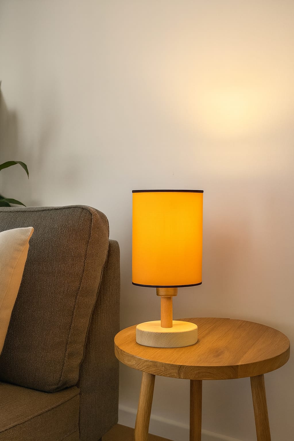 Candeeiro de Mesa – 34 cm – Mostarda e Carvalho – Madeira