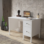 Secretária de Estudo – 120 cm x 75 cm x 60 cm – Branco e Madeira – MDF e Chipboard