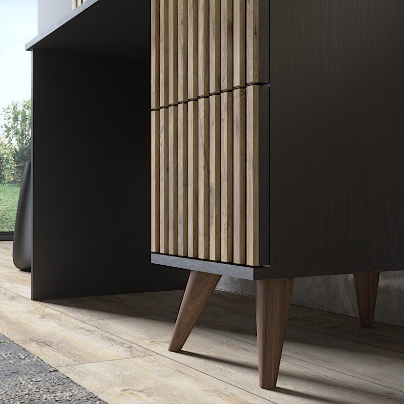 Secretária de Estudo – 127 cm x 65 cm – Preto, Madeira, Pinho do Atlântico – Aglomerado