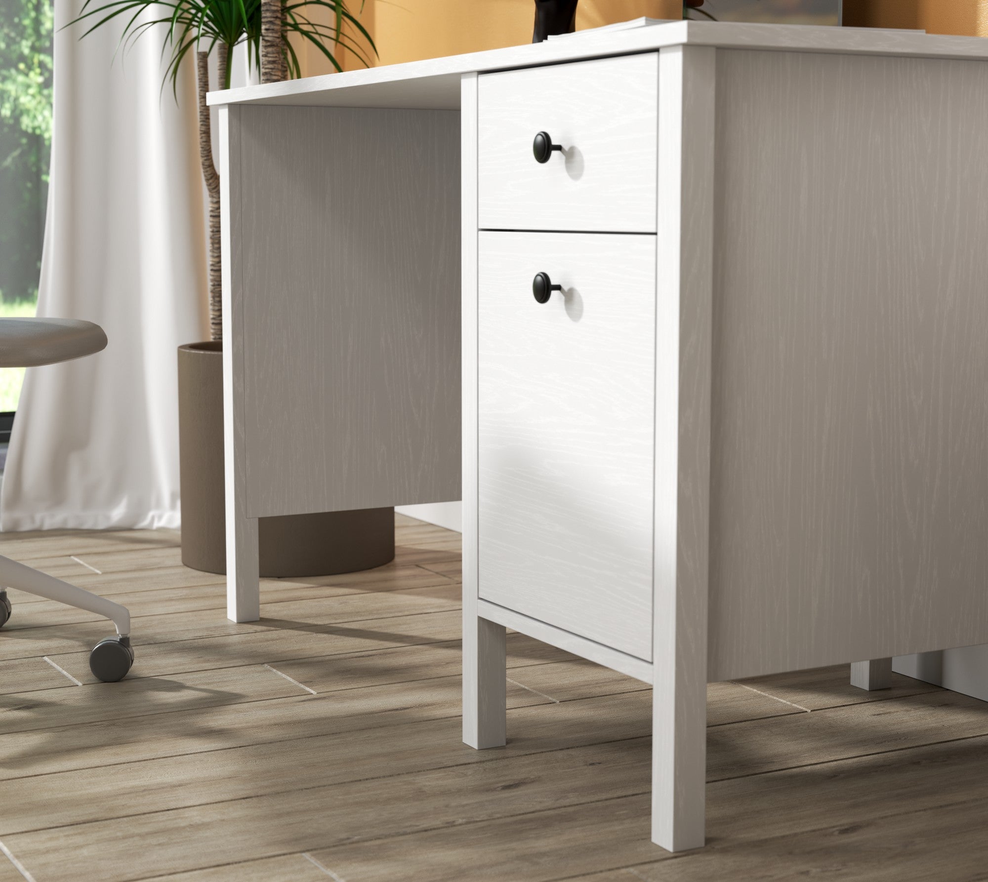 Secretária de Estudo – 120cm x 75cm x 60cm – Branco – Aglomerado revestido de melamina