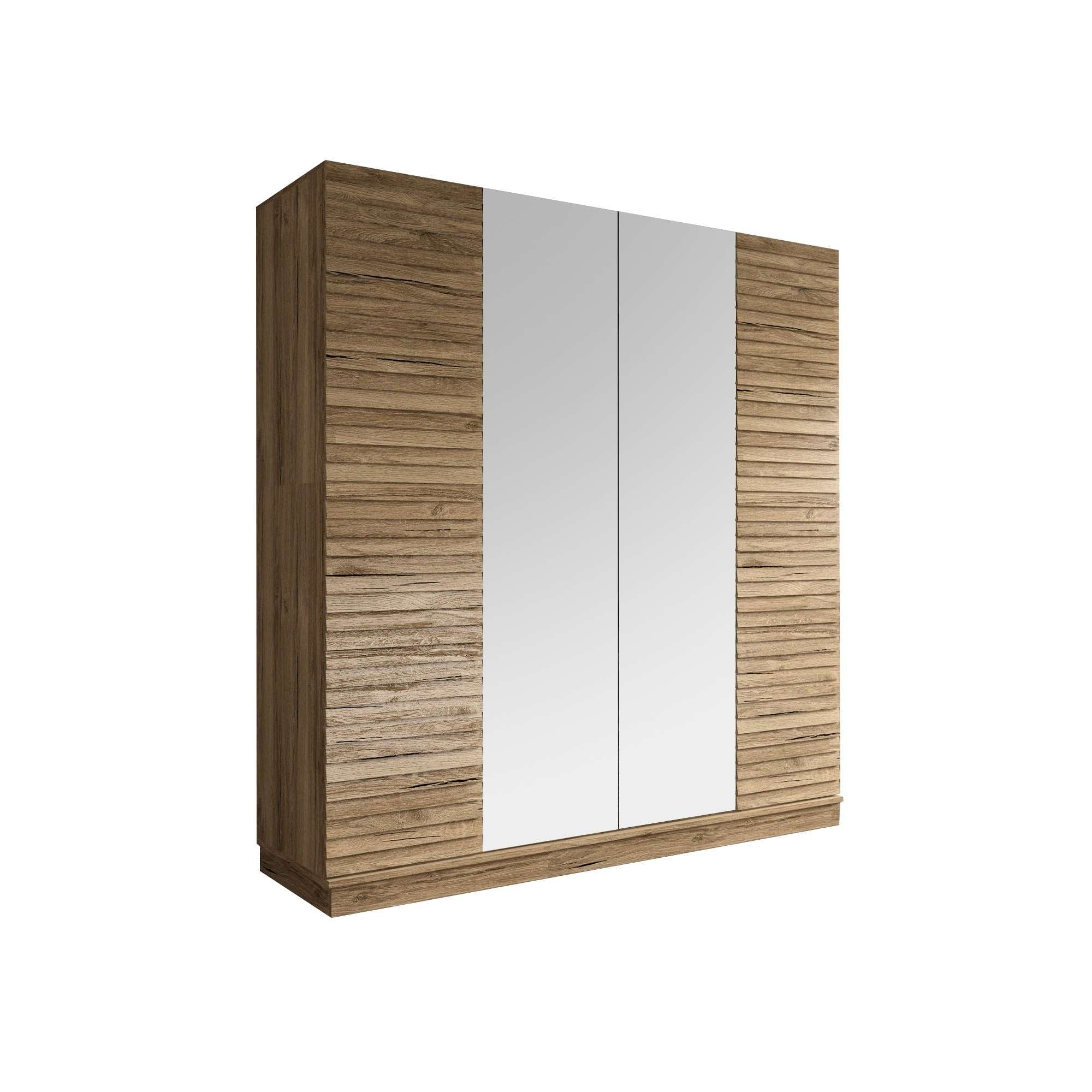 Guarda-roupa de chipboard – 180 cm x 200 cm x 59 cm – Cor de Noz