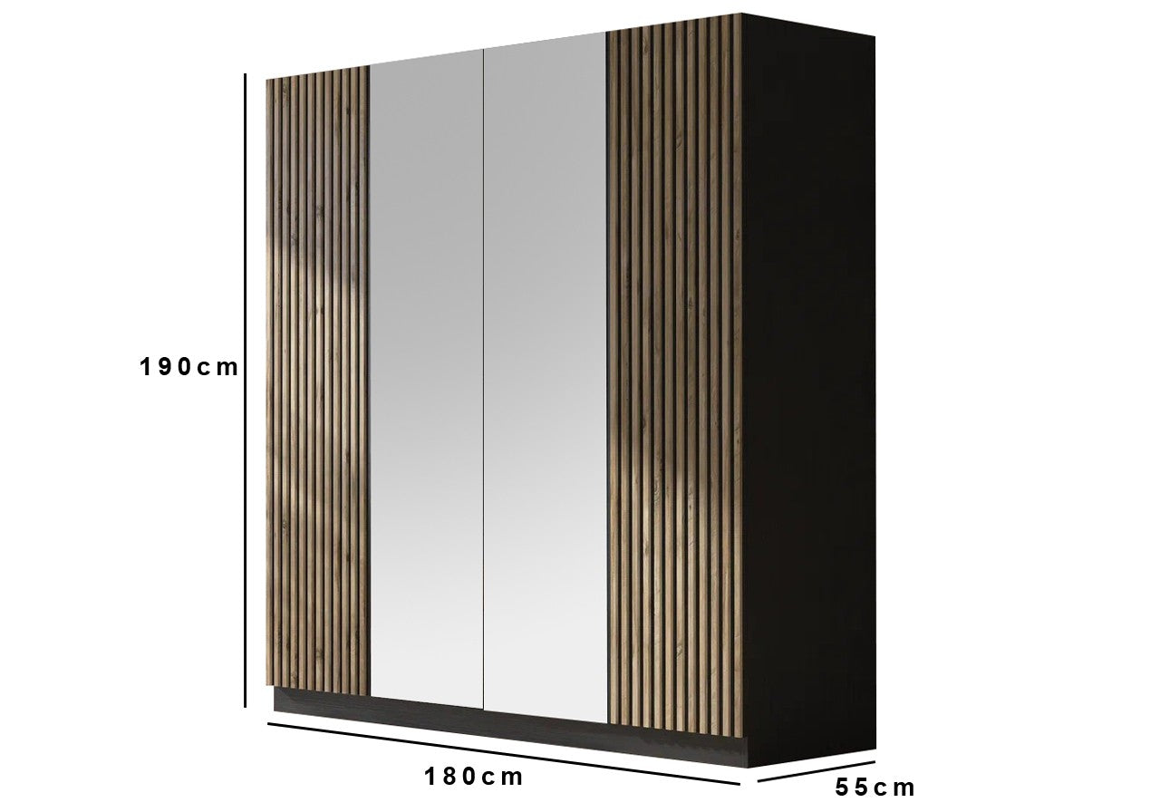 Guarda-roupa – 180 cm x 190 cm x 55 cm – Preto – Madeira