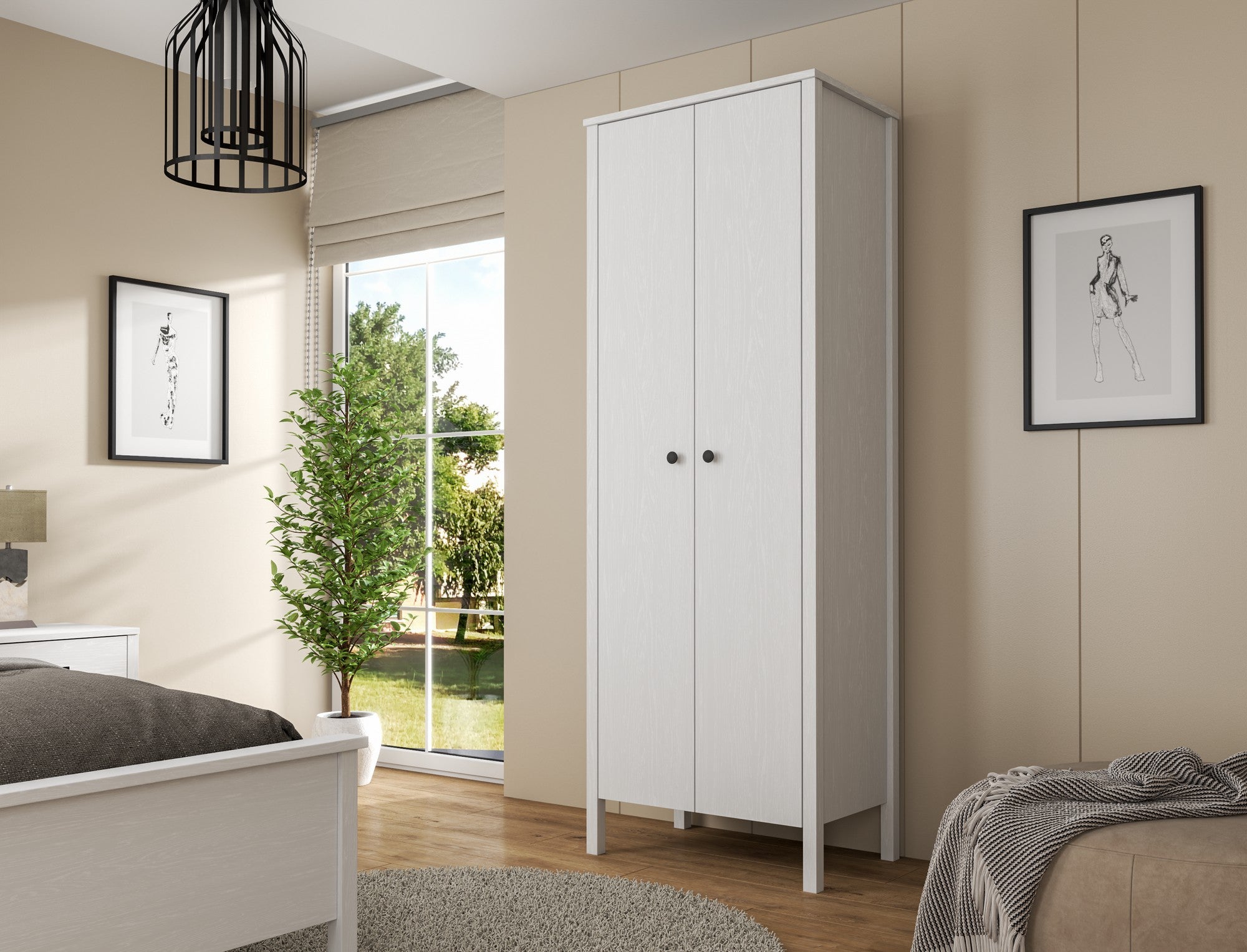 Guarda-roupa de madeira – 70cm x 194,8cm x 50cm – Branco – MDF e painel de partículas