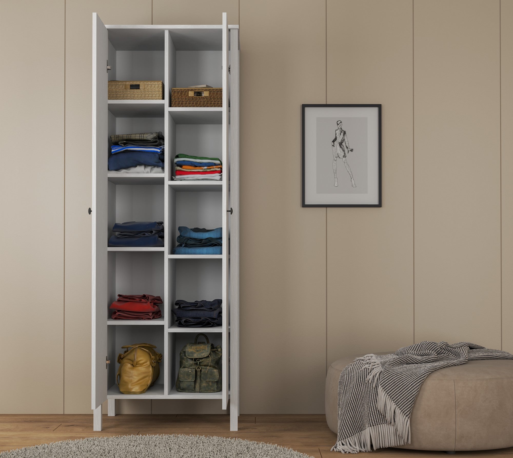 Guarda-roupa de madeira – 70cm x 194,8cm x 50cm – Branco – MDF e painel de partículas