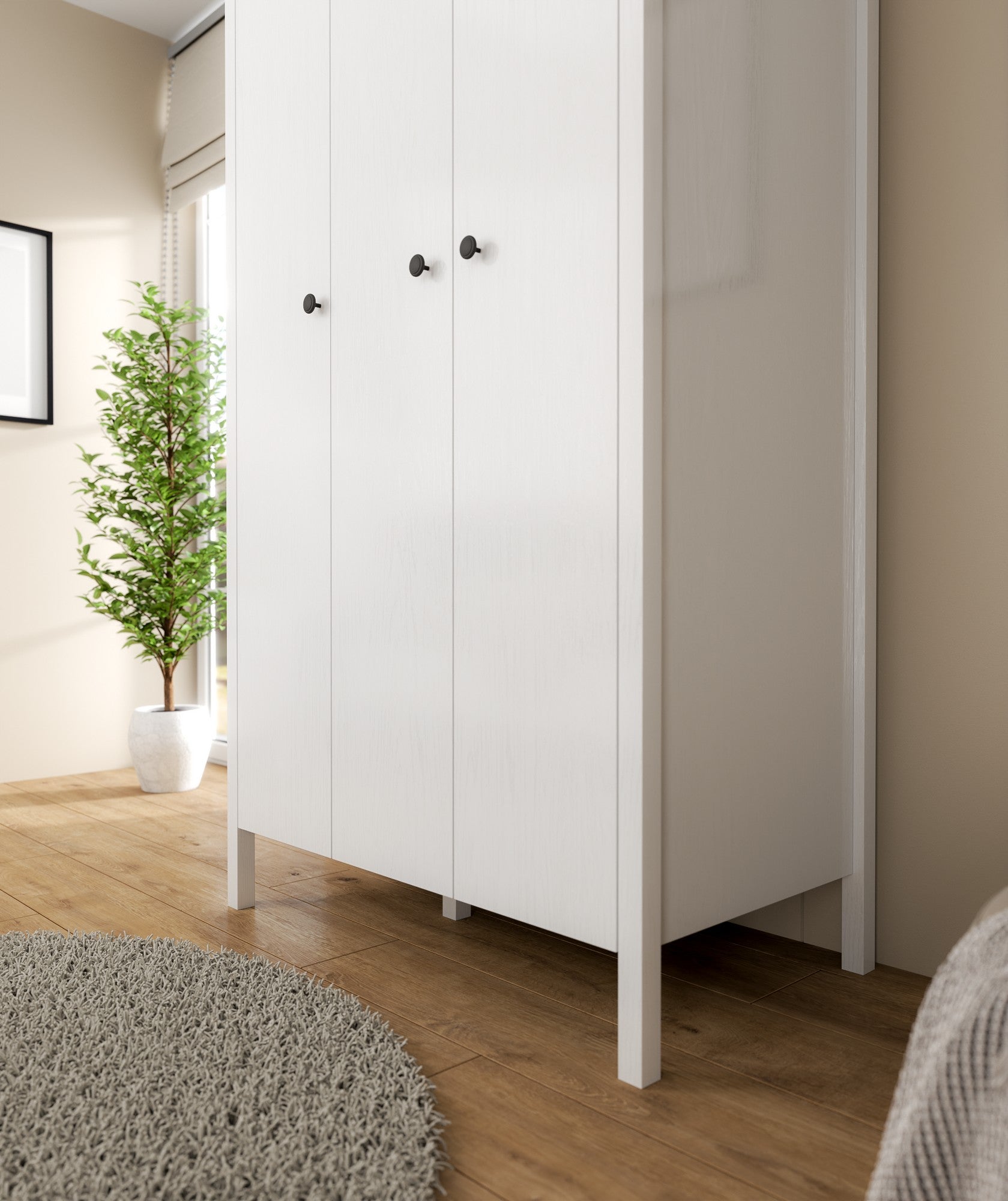 Guarda-roupa de madeira – 98 cm x 194,8 cm x 57 cm – Branco