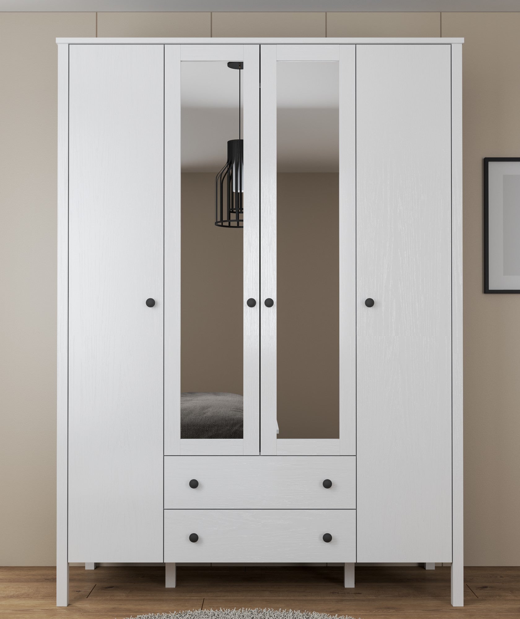 Guarda-roupa de madeira – 140 cm x 194,8 cm x 57 cm – Branco