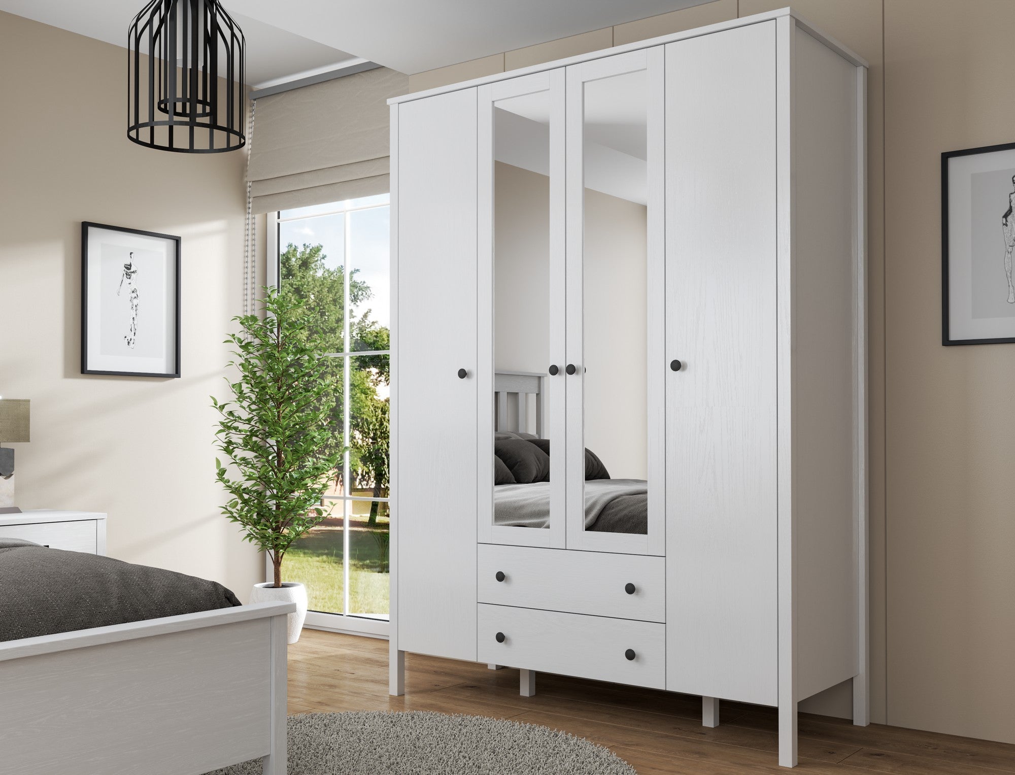 Guarda-roupa de madeira – 140 cm x 194,8 cm x 57 cm – Branco
