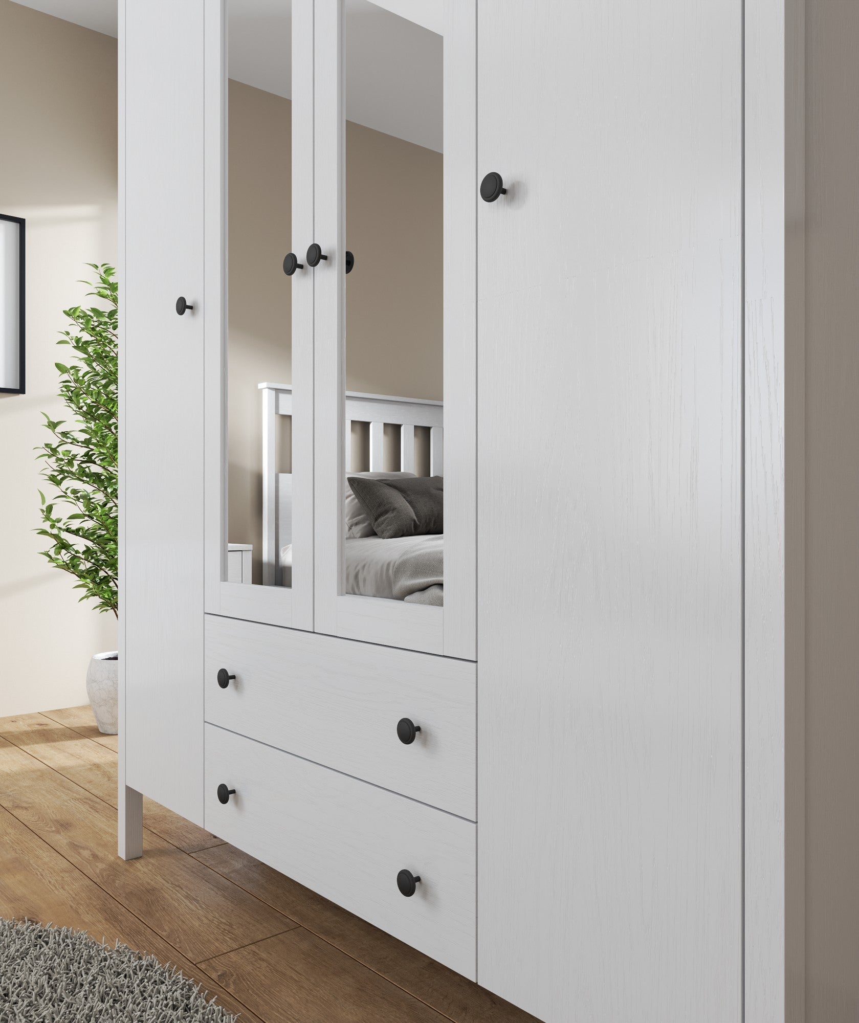 Guarda-roupa de madeira – 140 cm x 194,8 cm x 57 cm – Branco