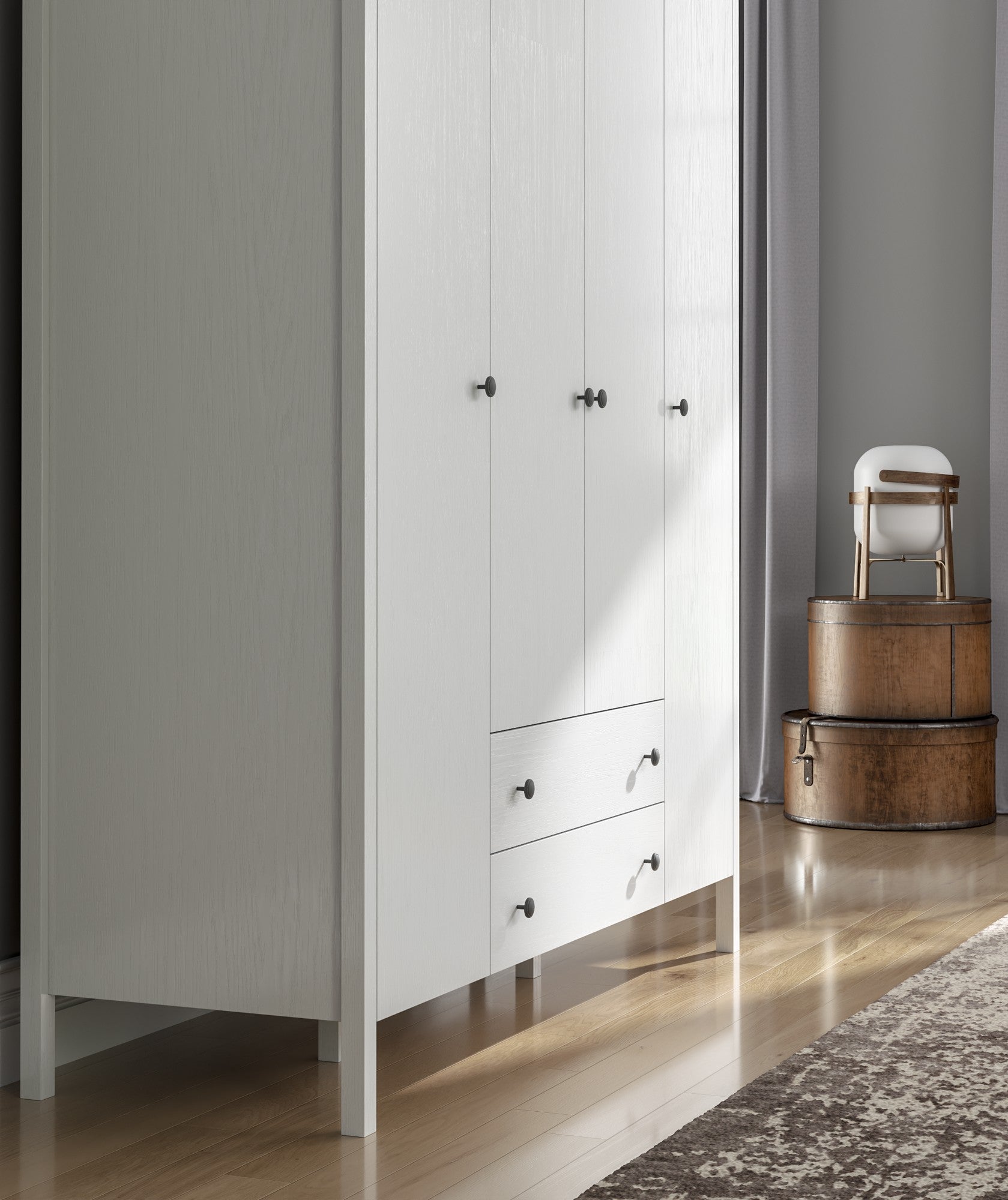 Guarda-roupa de madeira – 160 cm x 194,8 cm x 57 cm – Branco