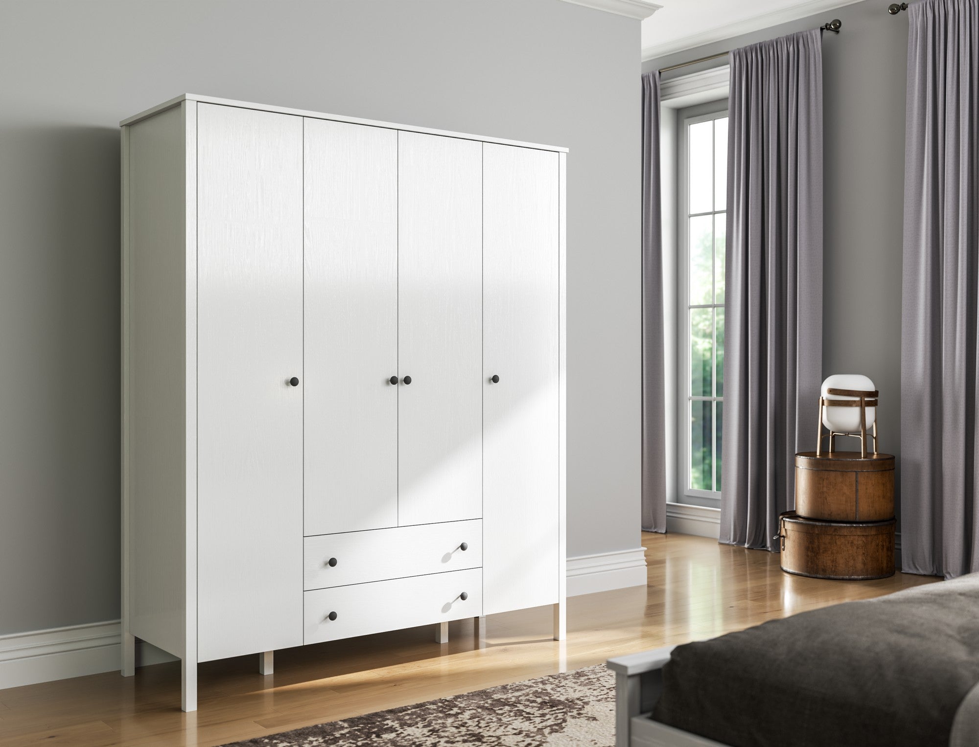 Guarda-roupa de madeira – 160 cm x 194,8 cm x 57 cm – Branco
