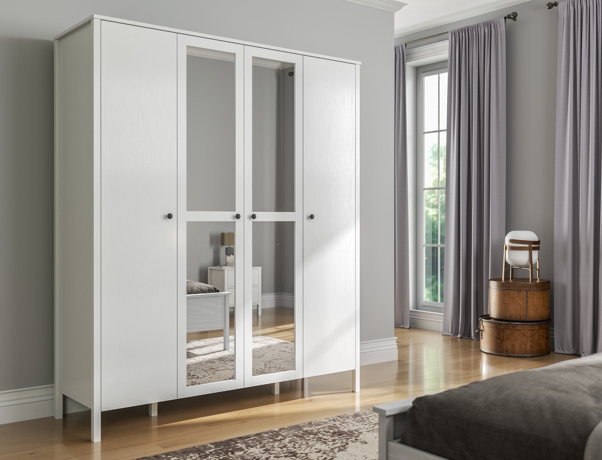Guarda-roupa de madeira – 180,8 cm x 215 cm x 59 cm – Branco