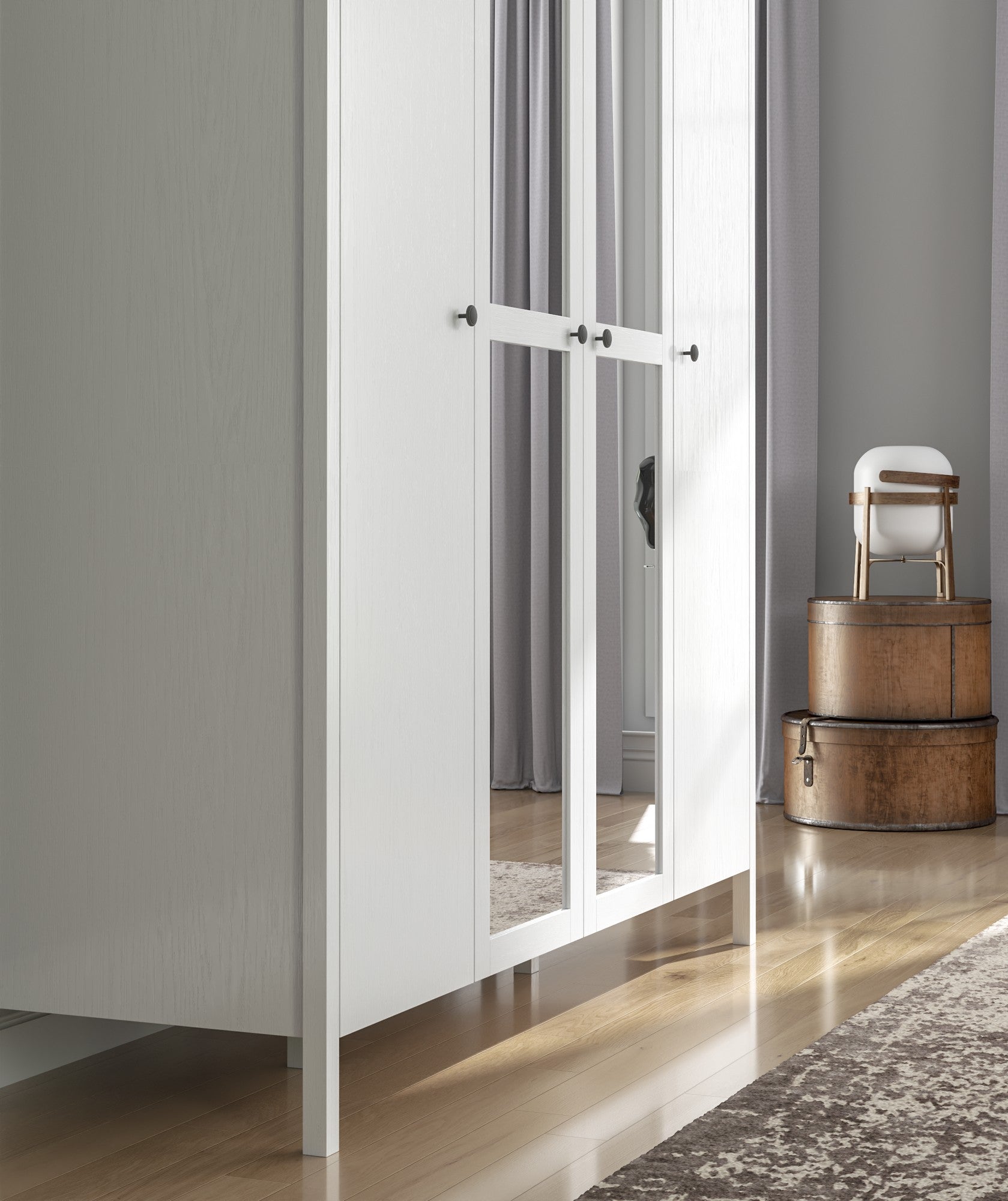 Guarda-roupa de madeira – 180,8 cm x 215 cm x 59 cm – Branco