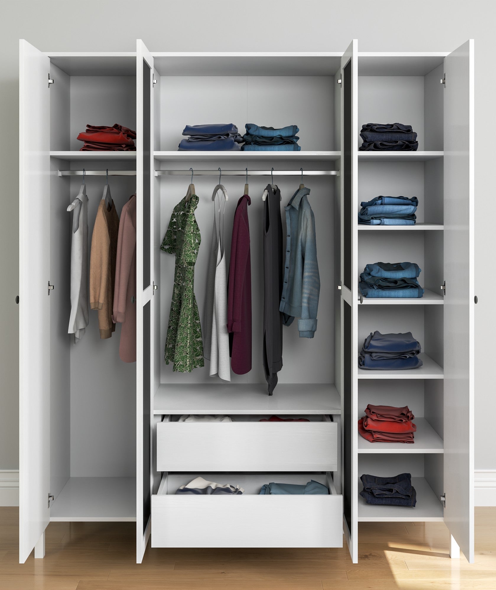 Guarda-roupa de madeira – 180,8 cm x 215 cm x 59 cm – Branco