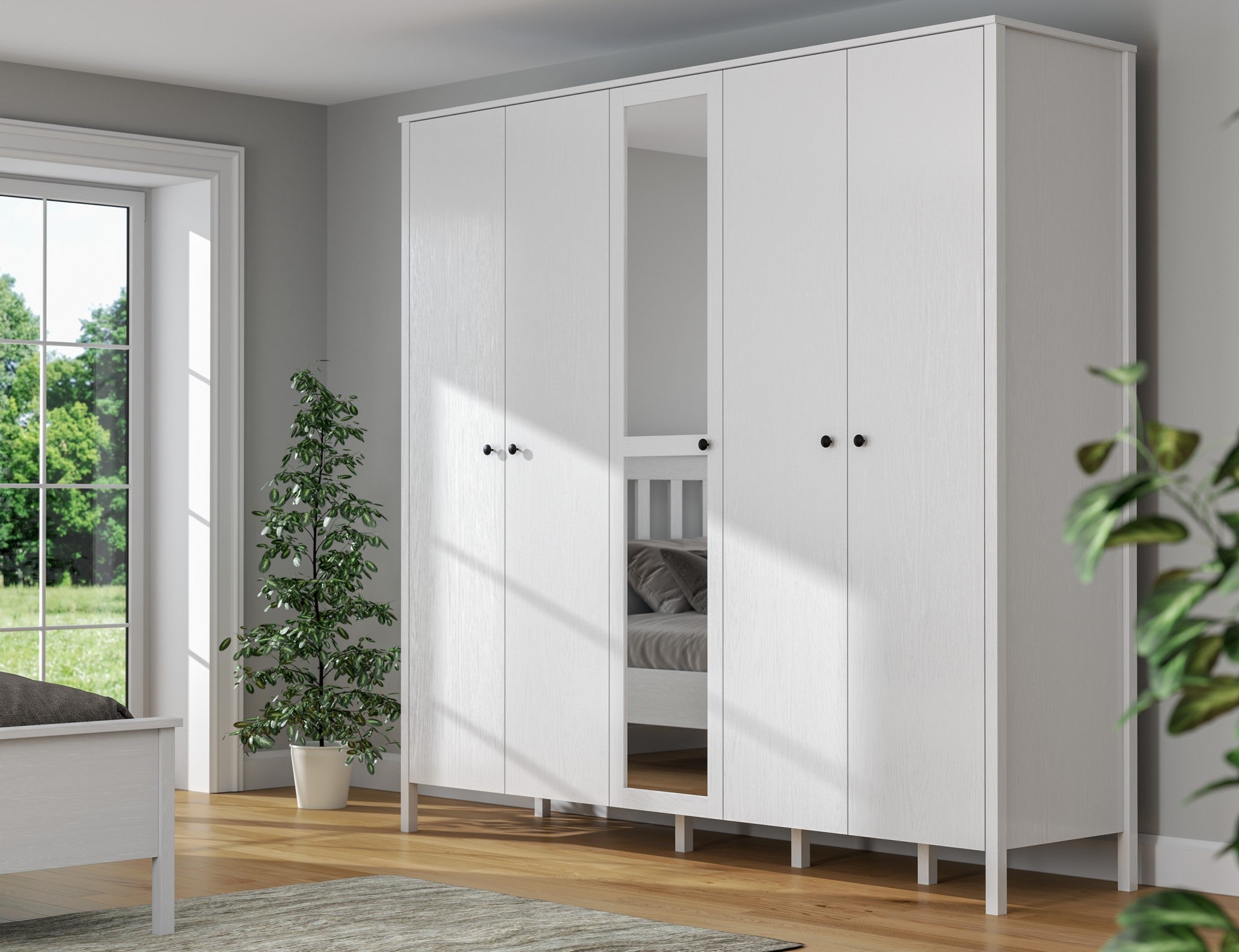 Guarda-roupa de madeira – 223,8cm x 215cm x 59cm – Branco