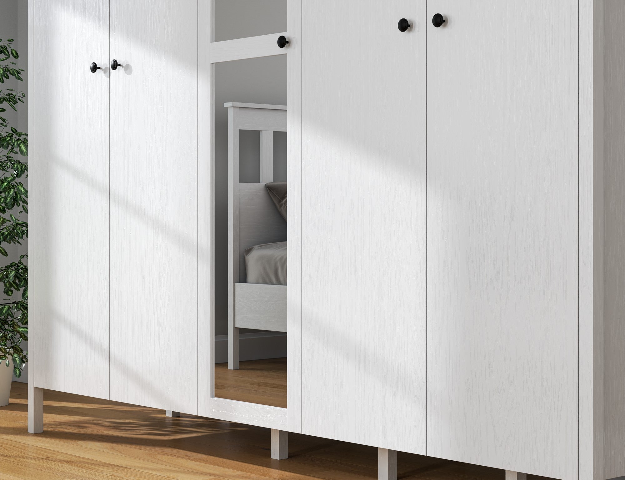 Guarda-roupa de madeira – 223,8cm x 215cm x 59cm – Branco