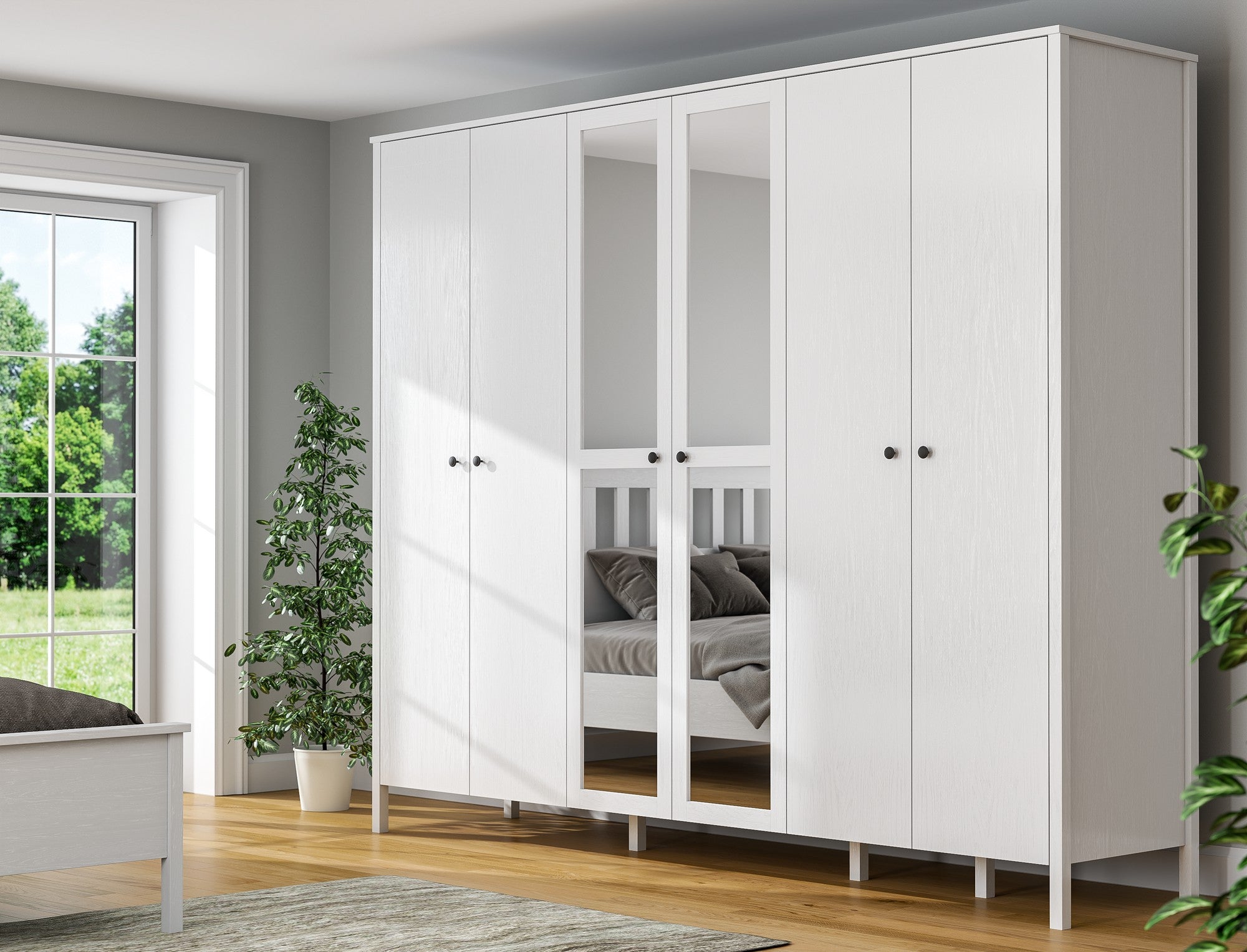 Guarda-roupa de madeira – 261cm x 215cm x 59cm – Branco