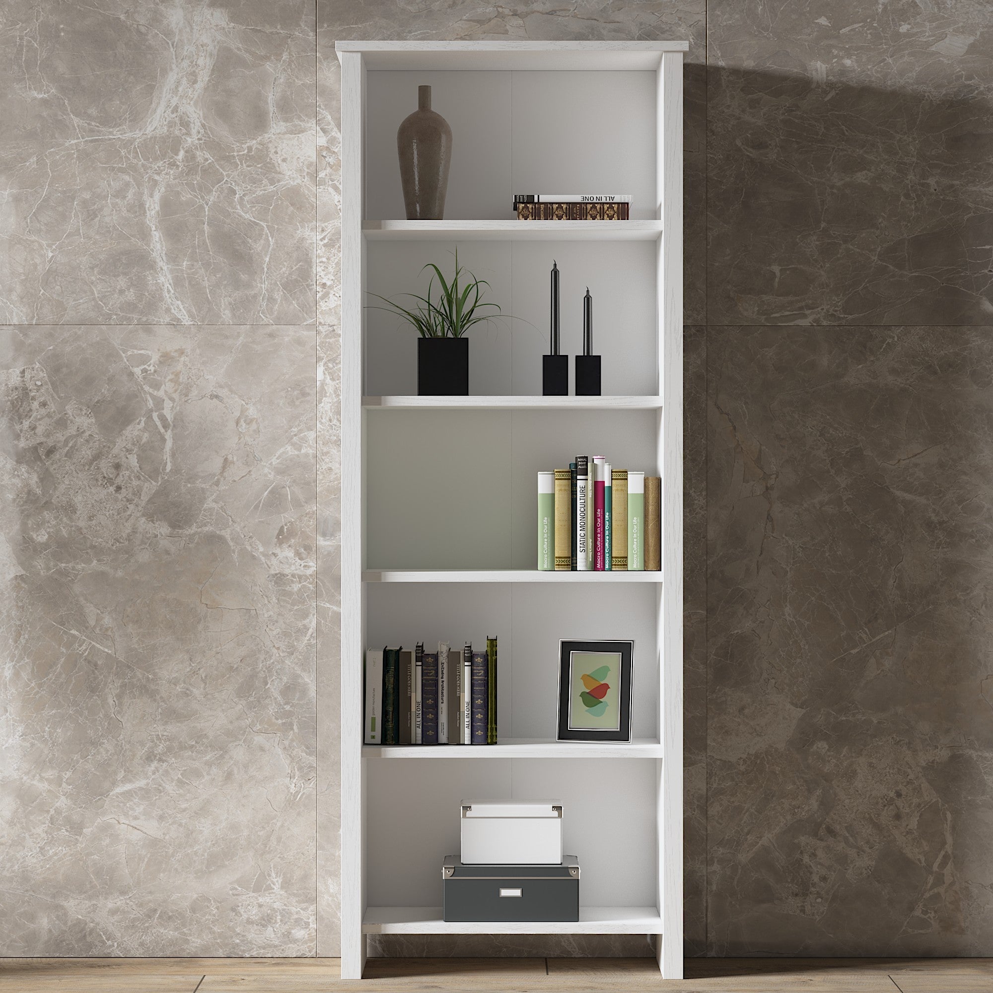 Estante de livros – 64 cm x 170 cm x 25 cm – Branco – Aglomerado de madeira