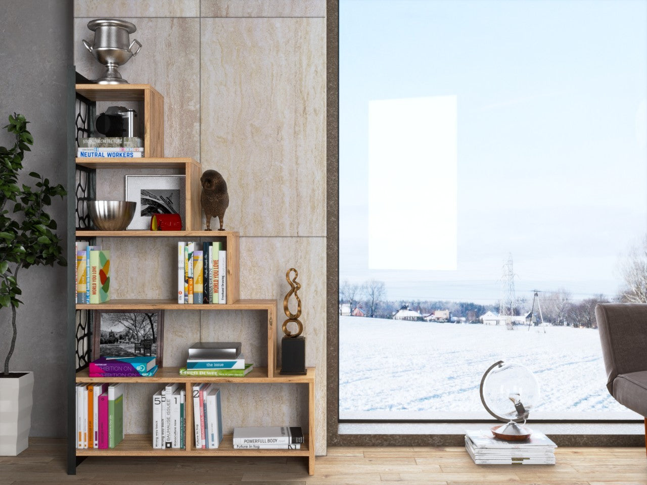 Estante de livros – 120cm x 145cm x 25cm – Pinho Atlântico – Aglomerado de madeira