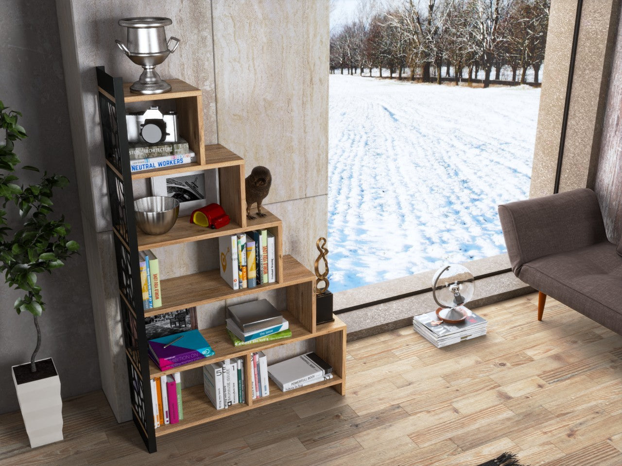 Estante de livros – 120cm x 145cm x 25cm – Pinho Atlântico – Aglomerado de madeira