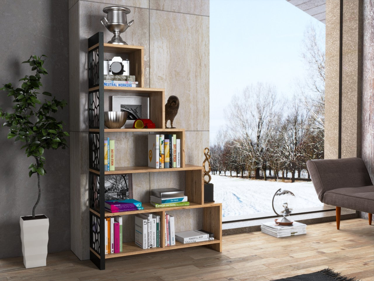 Estante de livros – 120cm x 145cm x 25cm – Pinho Atlântico – Aglomerado de madeira