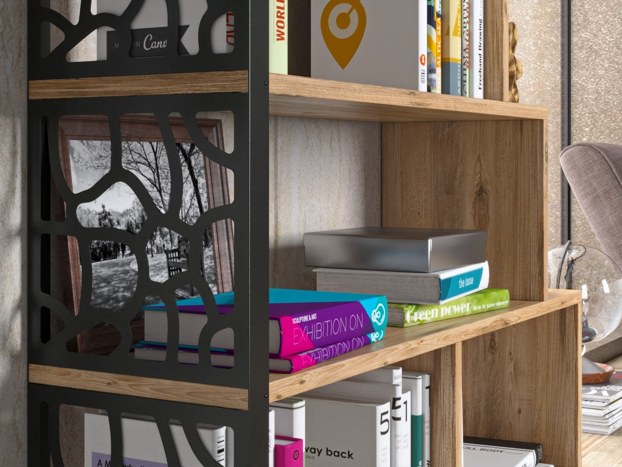 Estante de livros – 120cm x 145cm x 25cm – Pinho Atlântico – Aglomerado de madeira