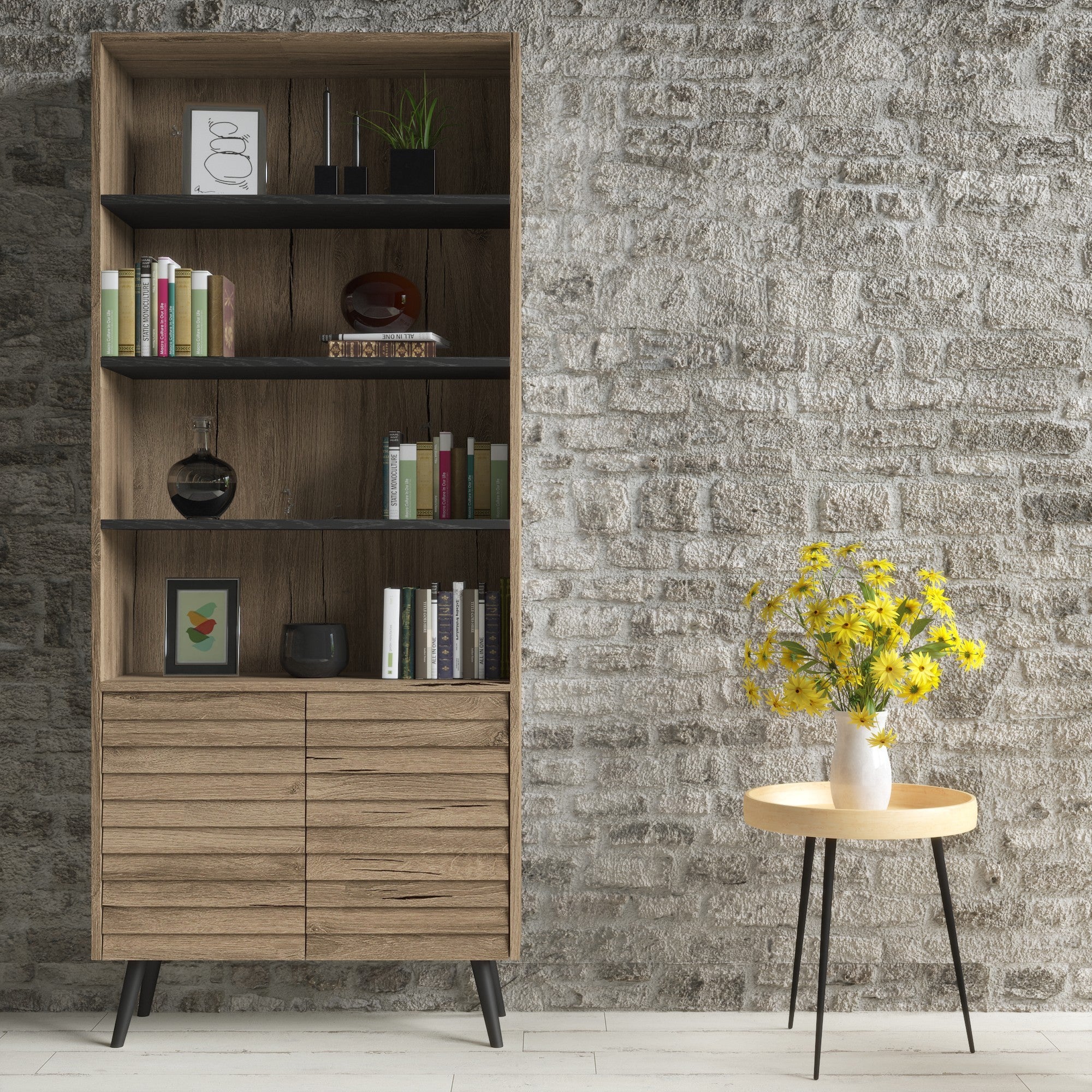 Estante de livros – 80 cm x 190 cm x 29 cm – Noz – MDF