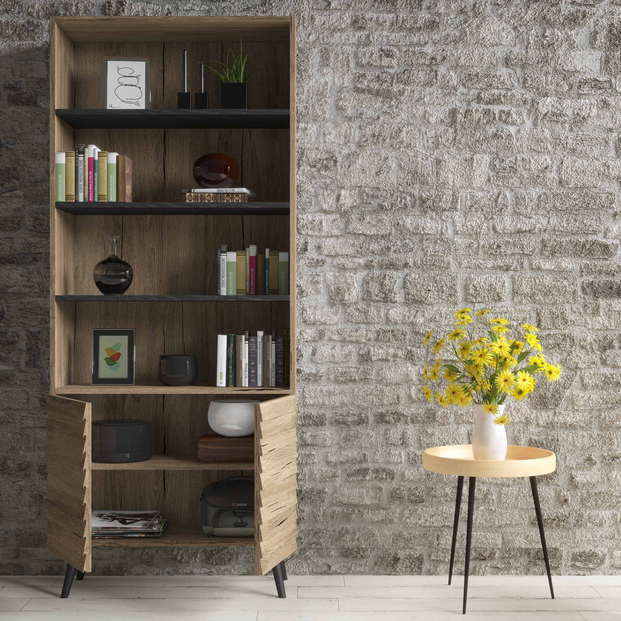 Estante de livros – 80 cm x 190 cm x 29 cm – Noz – MDF