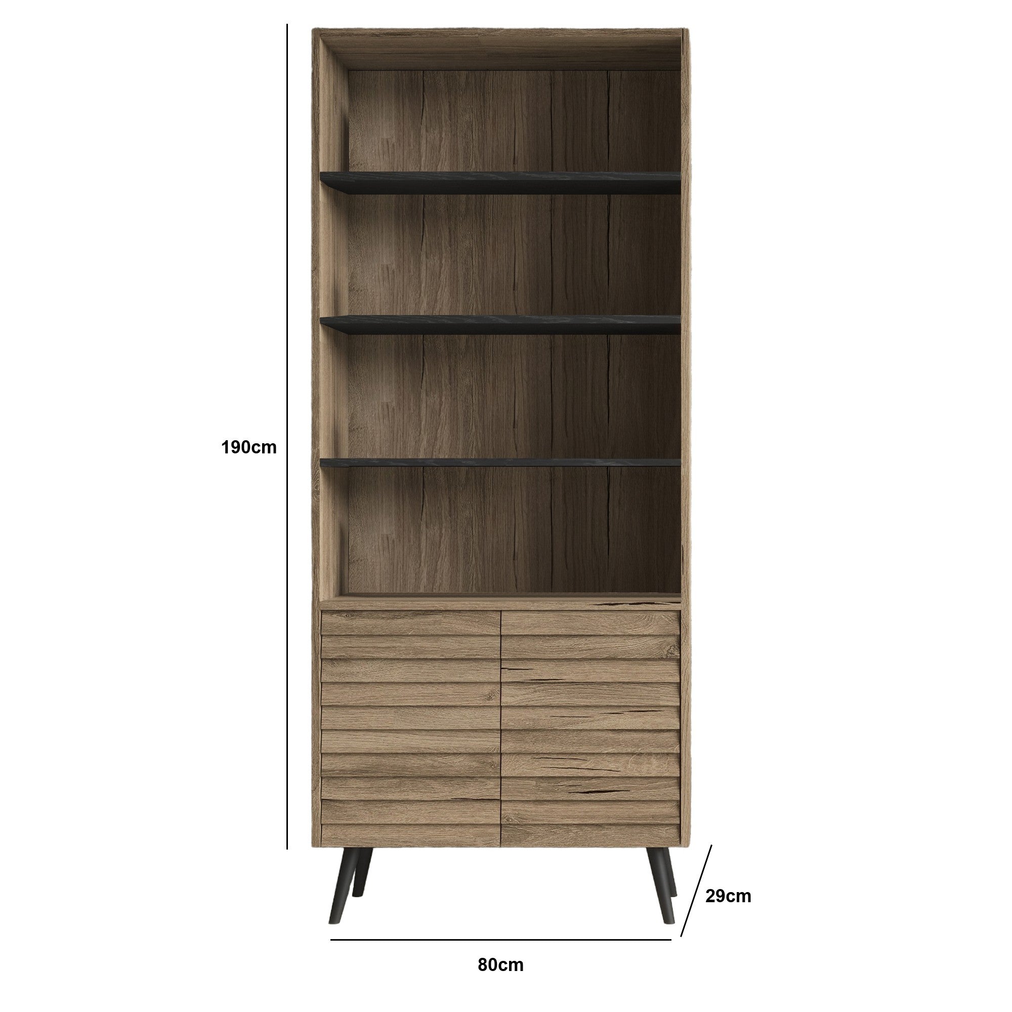 Estante de livros – 80 cm x 190 cm x 29 cm – Noz – MDF