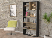 Estante de livros – 90cm x 180cm x 25cm – Preto, Madeira, Pinho Atlântico – MDF