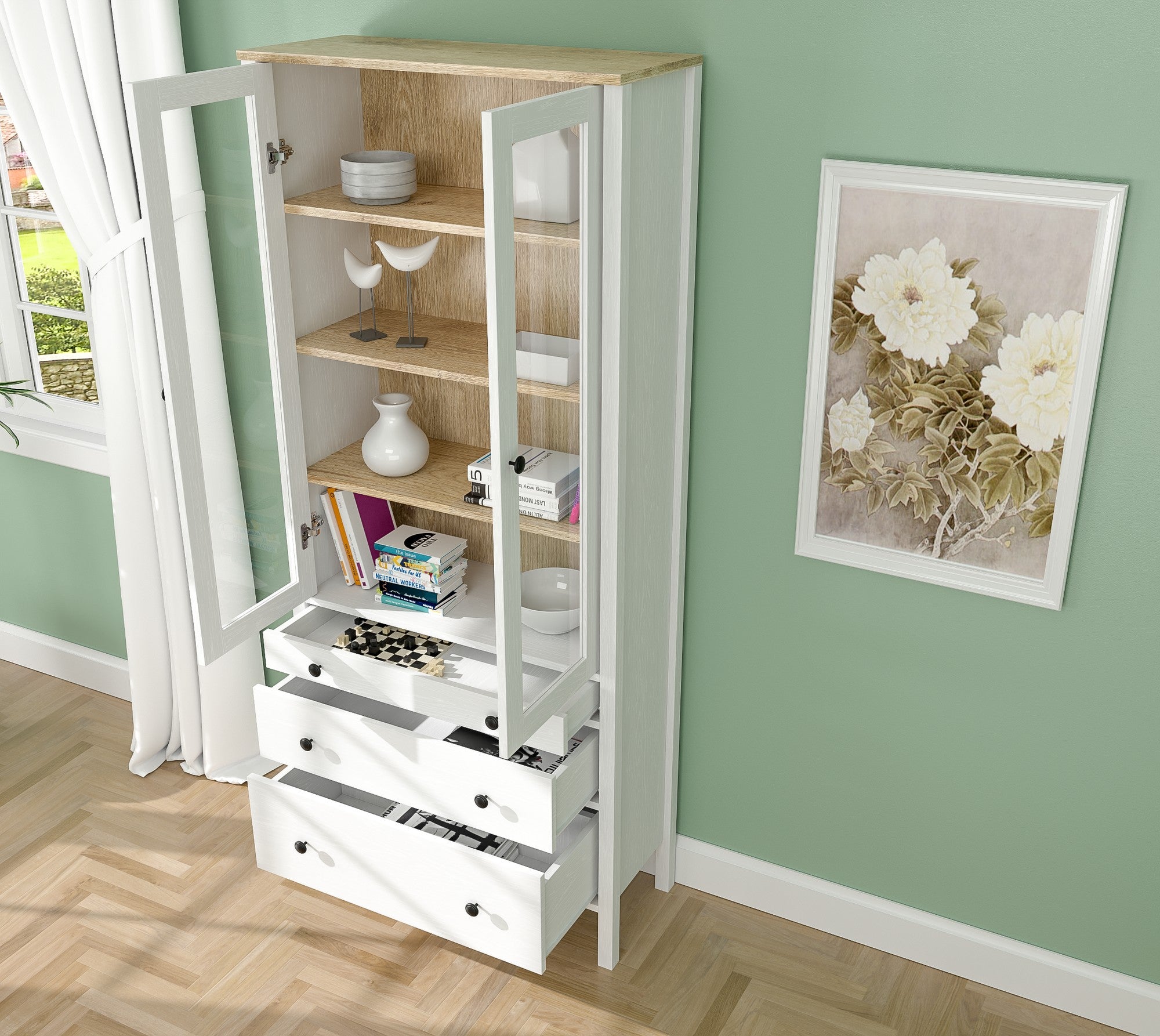 Estante de livros – 83cm x 194cm x 35cm – Branco – Aglomerado revestido de melamina