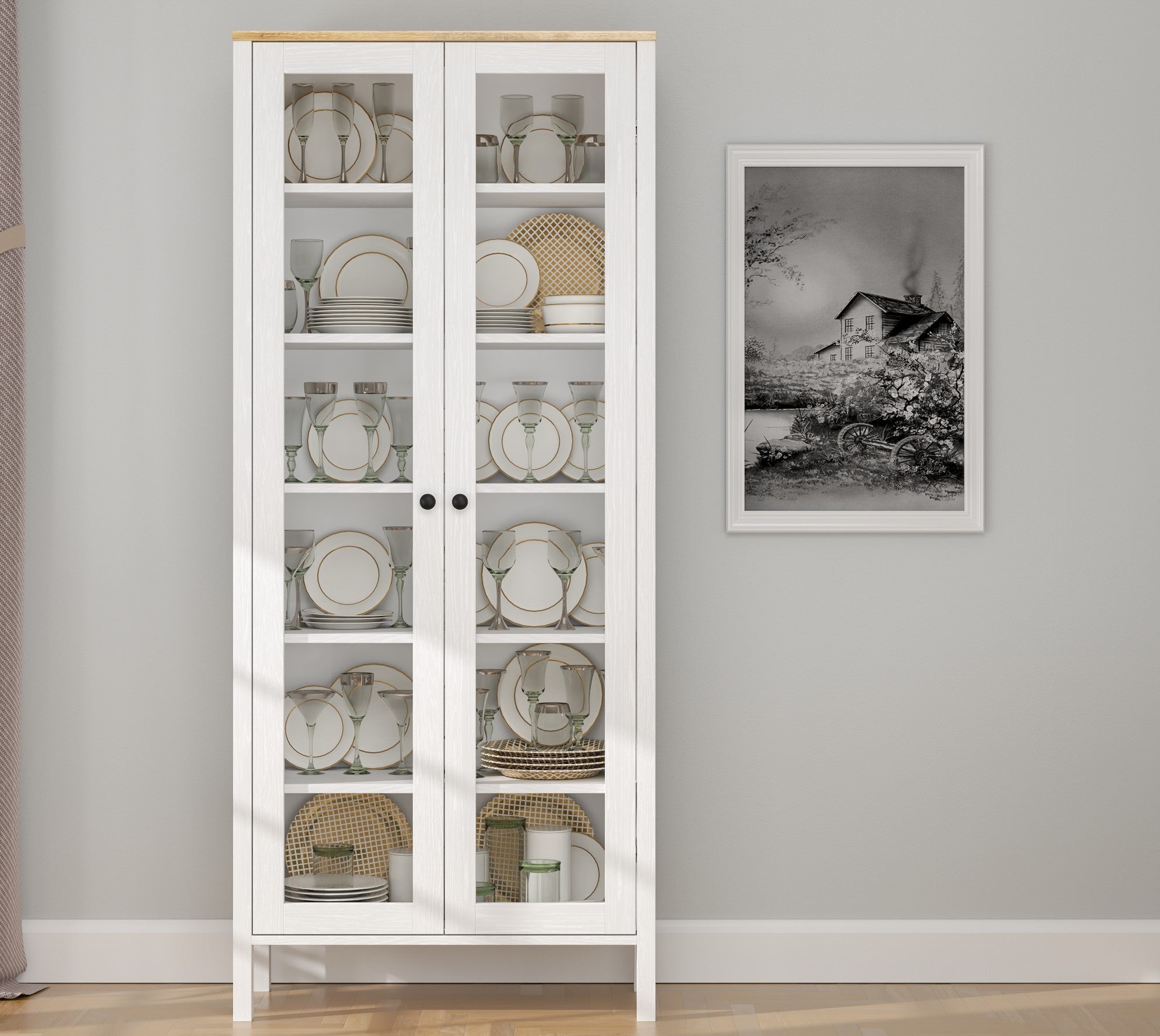 Estante de livros – 83cm x 194cm x 35cm – Branco e Madeira – Aglomerado revestido de melamina