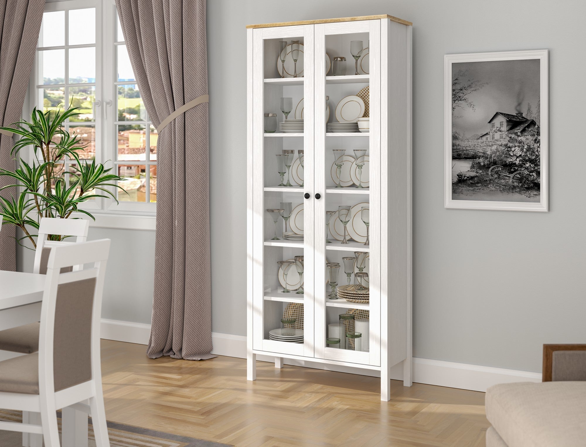 Estante de livros – 83cm x 194cm x 35cm – Branco e Madeira – Aglomerado revestido de melamina