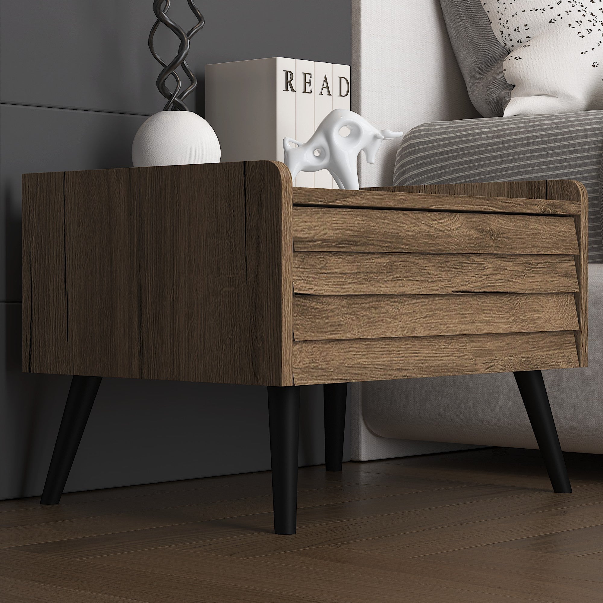 Mesa de cabeceira – 60 cm x 40 cm x 45 cm – Noz – MDF e aglomerado