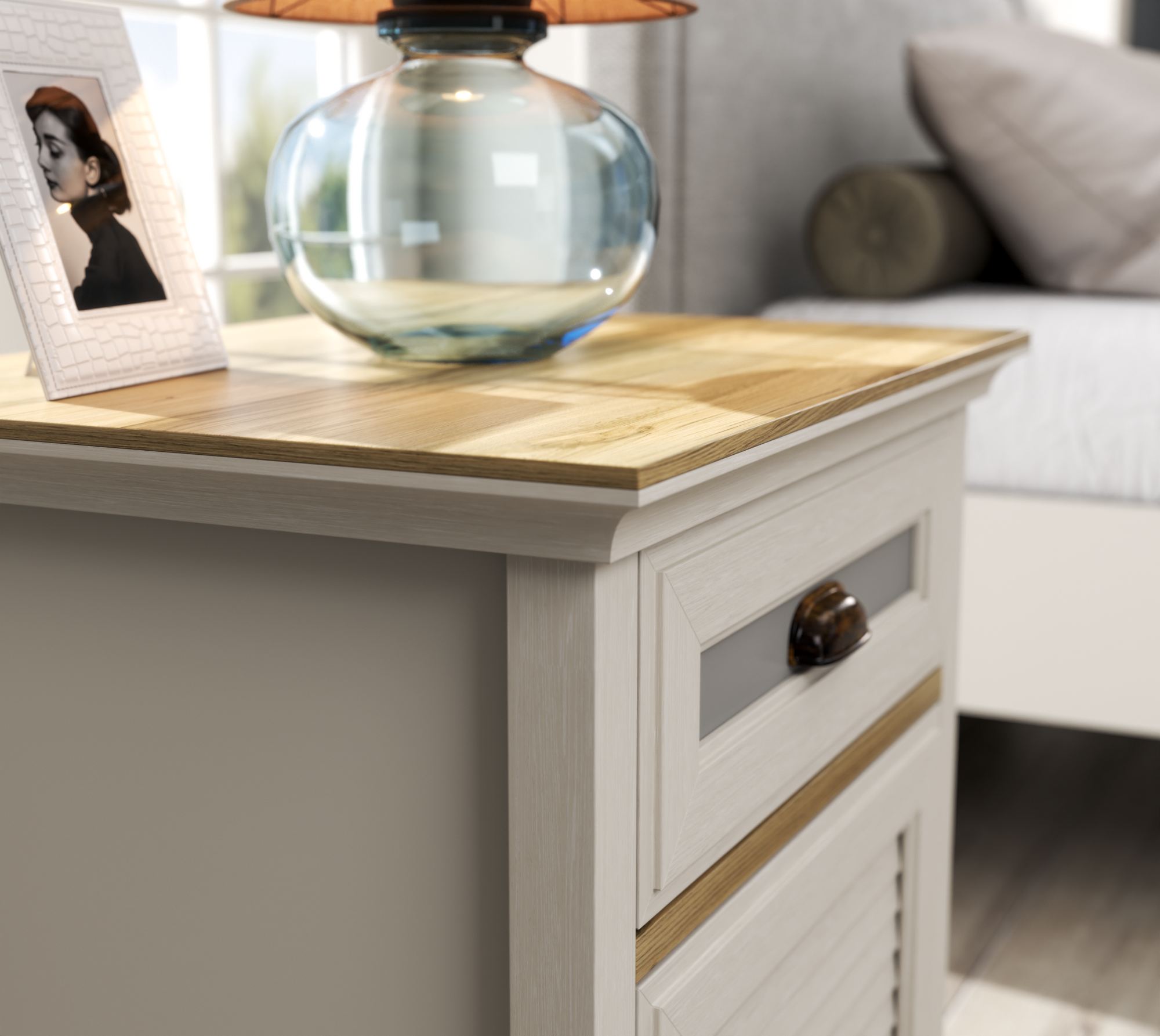 Mesa de Cabeceira Moderna com Múltiplas Prateleiras e Fixação de Parede - Disponível em Carvalho, Creme e Cinzento