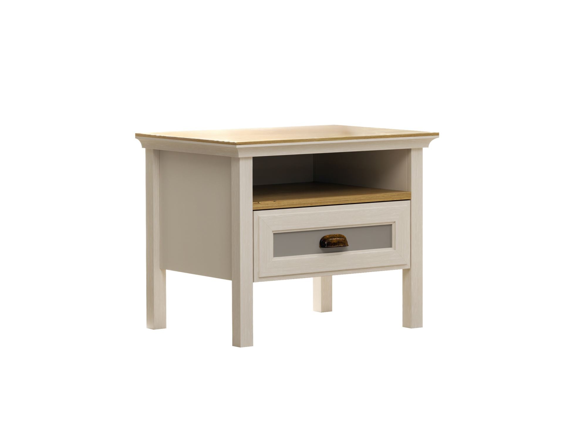 Mesa de Cabeceira Moderna com Múltiplas Prateleiras e Fixação de Parede - Disponível em Carvalho, Creme e Cinzento