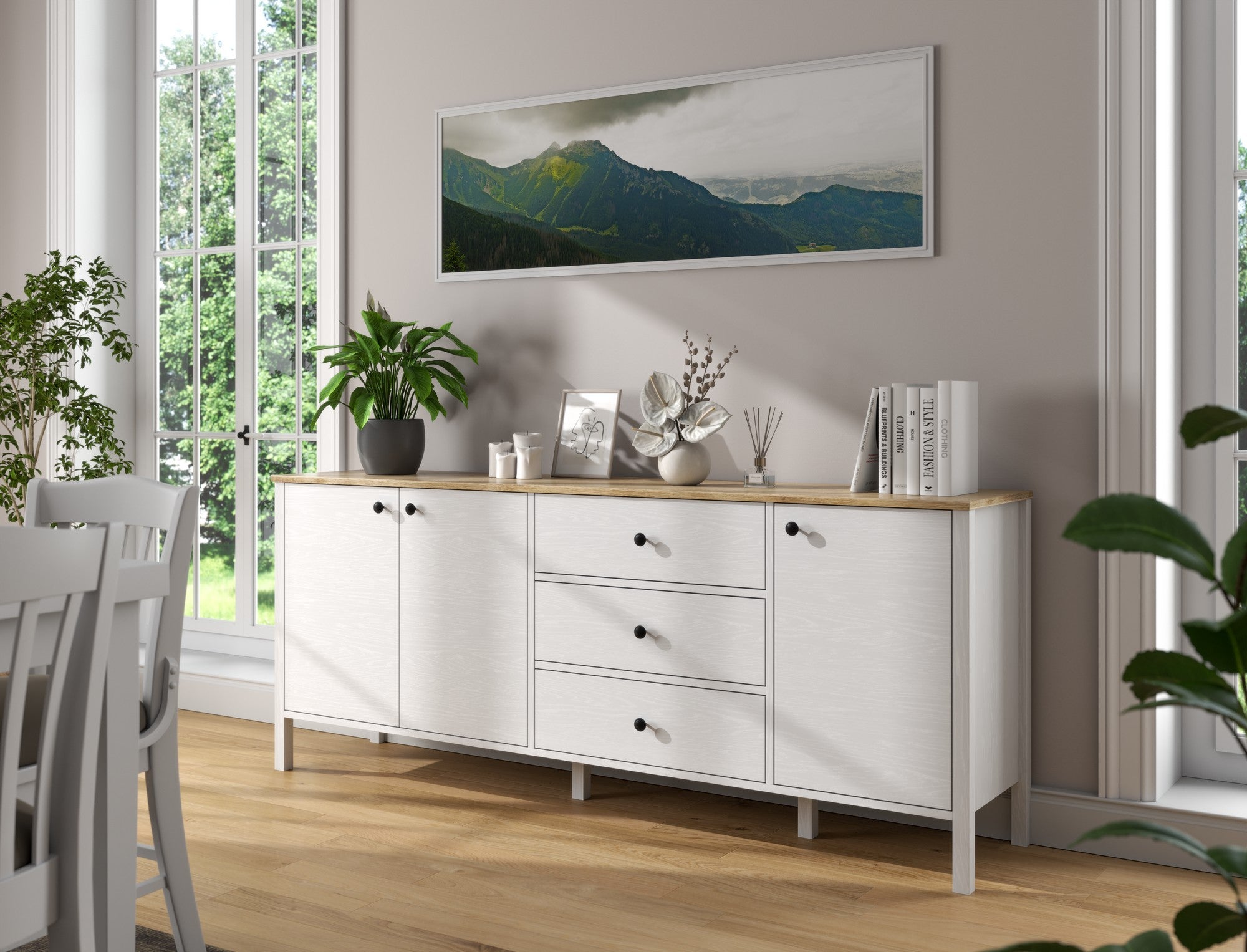 Aparador de madeira – 200cm x 82cm x 44cm – Branco